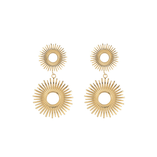 1 Pair 18K Gold Plated Hollow Flower Earrings For Women, European & American Style, Geometric Hollow Design, All-Match Temperament Jewelry