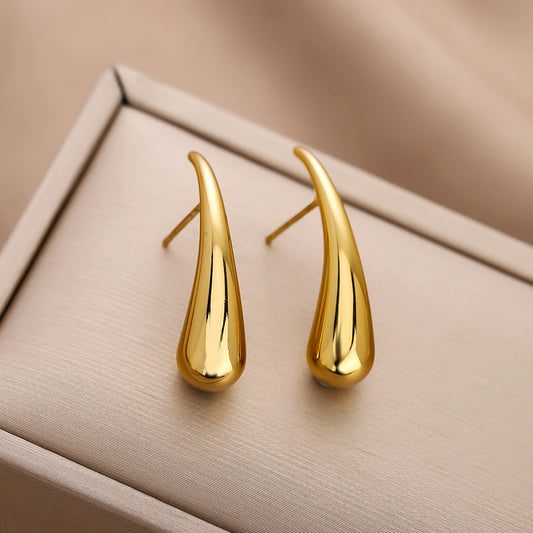 1 Pair Gold Light Luxury Earrings, European & American Style, 2024 New Trend, Simple & Mini Stud Earrings