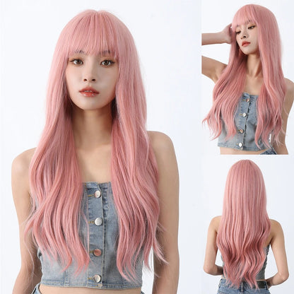 Wig Female Bangs Roller Fluffy Mid-length Hair Natural Full-head Wig