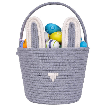Easter Gift Basket With Hand-woven Rabbit Ears Storage Basket