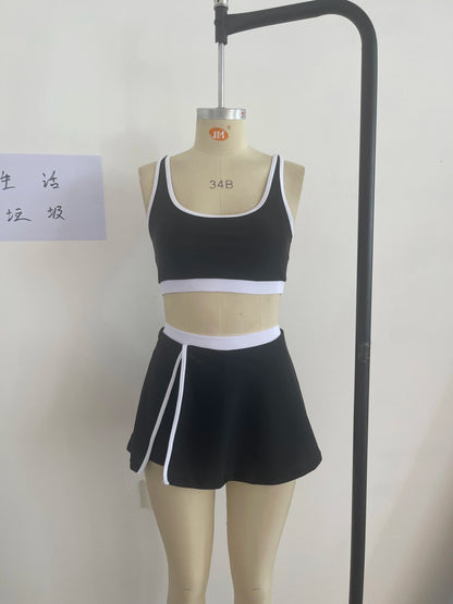 Multi-colored Skirted Two-piece Swimsuit