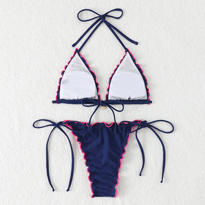 Two-Piece Halter Neck Push-Up Lace Bikini Swimsuit