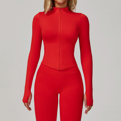 Stand Collar Long-sleeve Zipper Yoga Coat Female Quick-drying Exercise Top