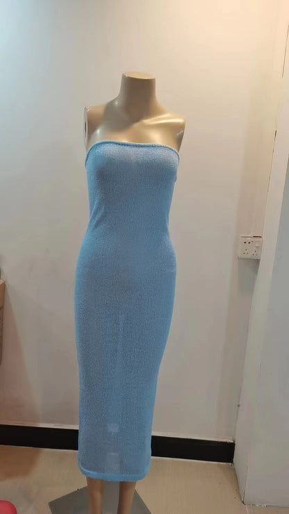 Striped Tube Top Tight Skirt Slim Fit Women