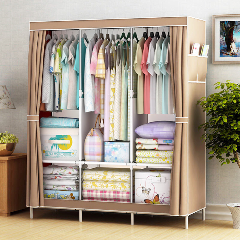 Simple Wardrobe Fabric Steel Pipe Reinforced Wardrobe