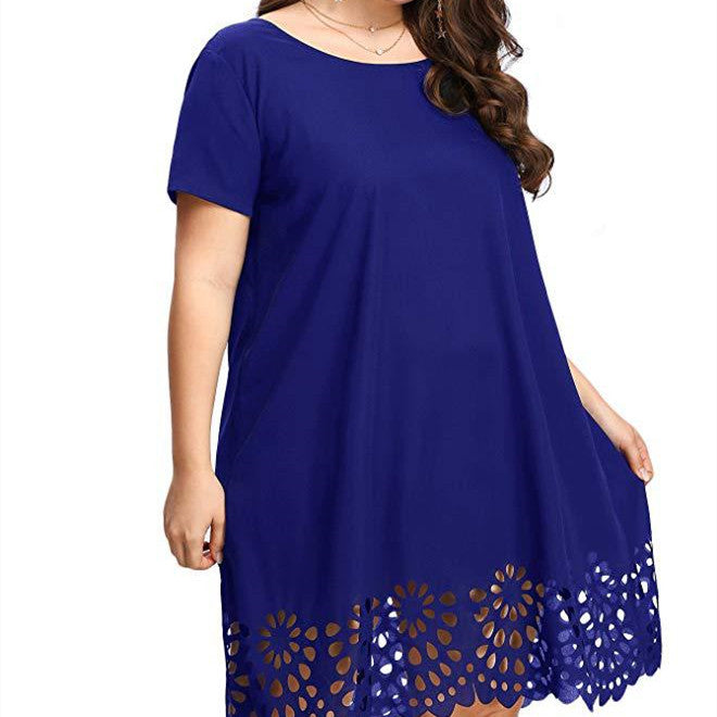 Women's Temperament Hollow Out See-through A-line Dress Beach Shirt