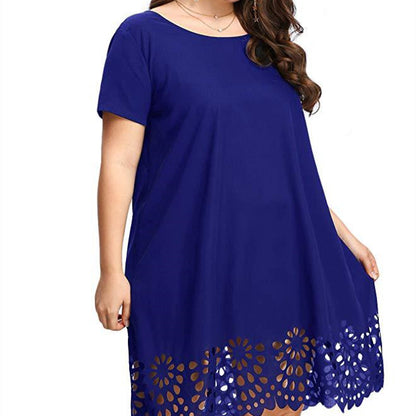 Women's Temperament Hollow Out See-through A-line Dress Beach Shirt