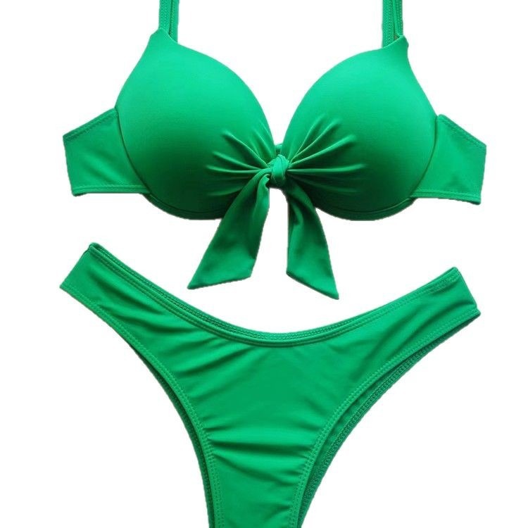 Solid-color Bikini With A Backless Design And Lace-up Details