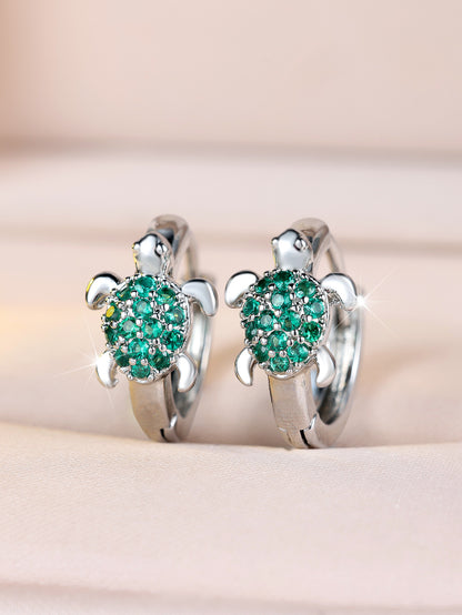 Fashionable Best-Selling Full-Crystal Color Zircon Turtle Earrings