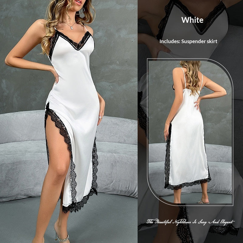 Sexy Slim Fit Strap Long Lace Trimmed Dress