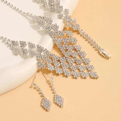 Diamond-shaped Jewelry Necklace Bracelet Earrings For Women