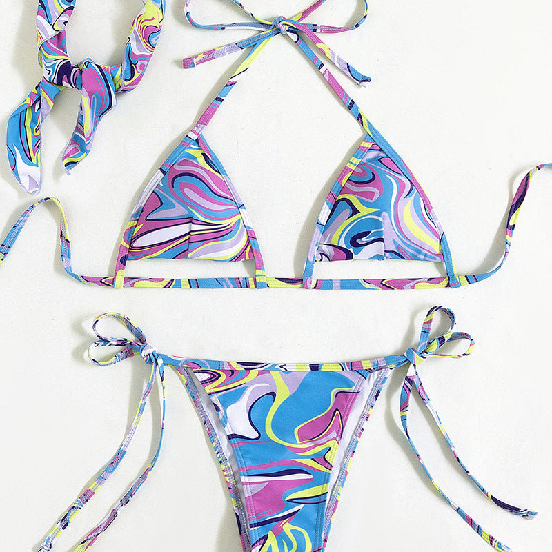 European And American Split Swimsuit Lace Up  Miniature Triangle