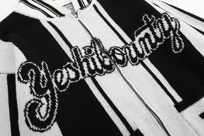 Men's Knit Cardigan High Street Retro Contrast Stripe Jacket