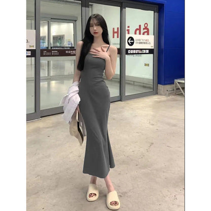 Sleeveless Waist-cinching Backless Slip Dress For Women