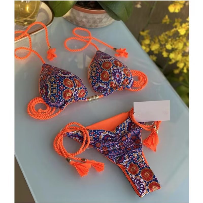 Women's Seaside Hand-knitted Rope Pure Color Bikini