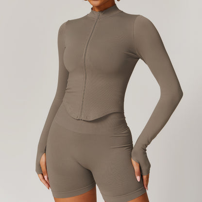 Stand Collar Long-sleeve Zipper Yoga Coat Female Quick-drying Exercise Top