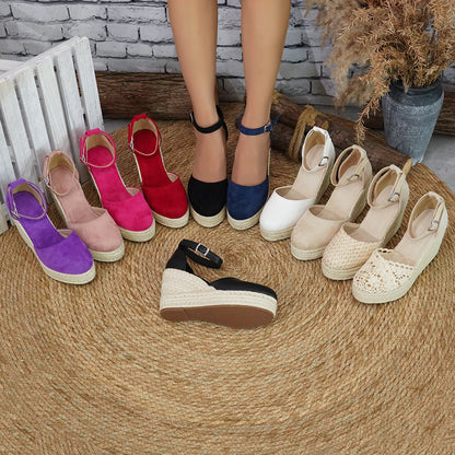 Platform Espadrille Sandals With Ankle Strap