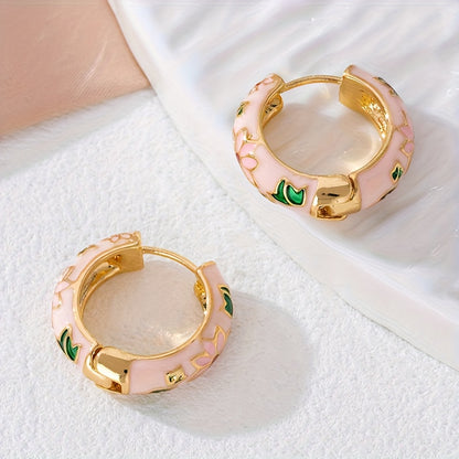 1 Pair Fashion Exquisite Enamel Round Earrings For Women, Daily Commute Wear