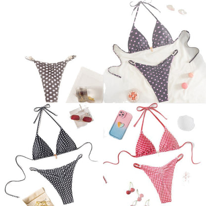 Womens Printed Pendant Triangle-Cup Bikini Swimsuit Set