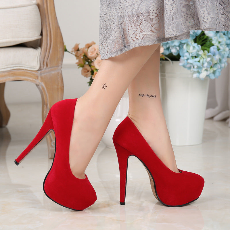 High heel women's shoes waterproof platform single shoes