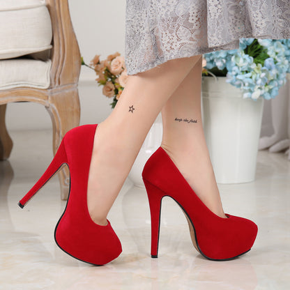 High heel women's shoes waterproof platform single shoes