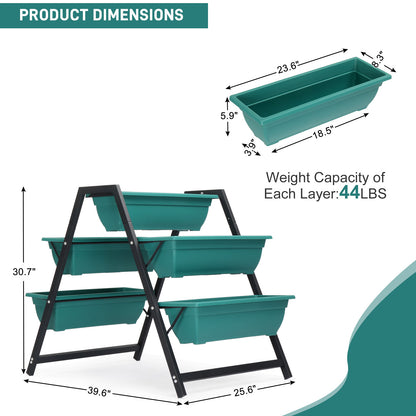 65x91x79cm, 5 Floors Trapezoidal Green PE Flower Pot Planting Pots