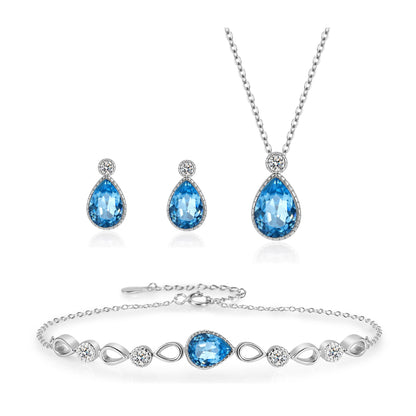 Sterling Silver Tears Of The Mermaid Jewelry Set Blue Crystal Women