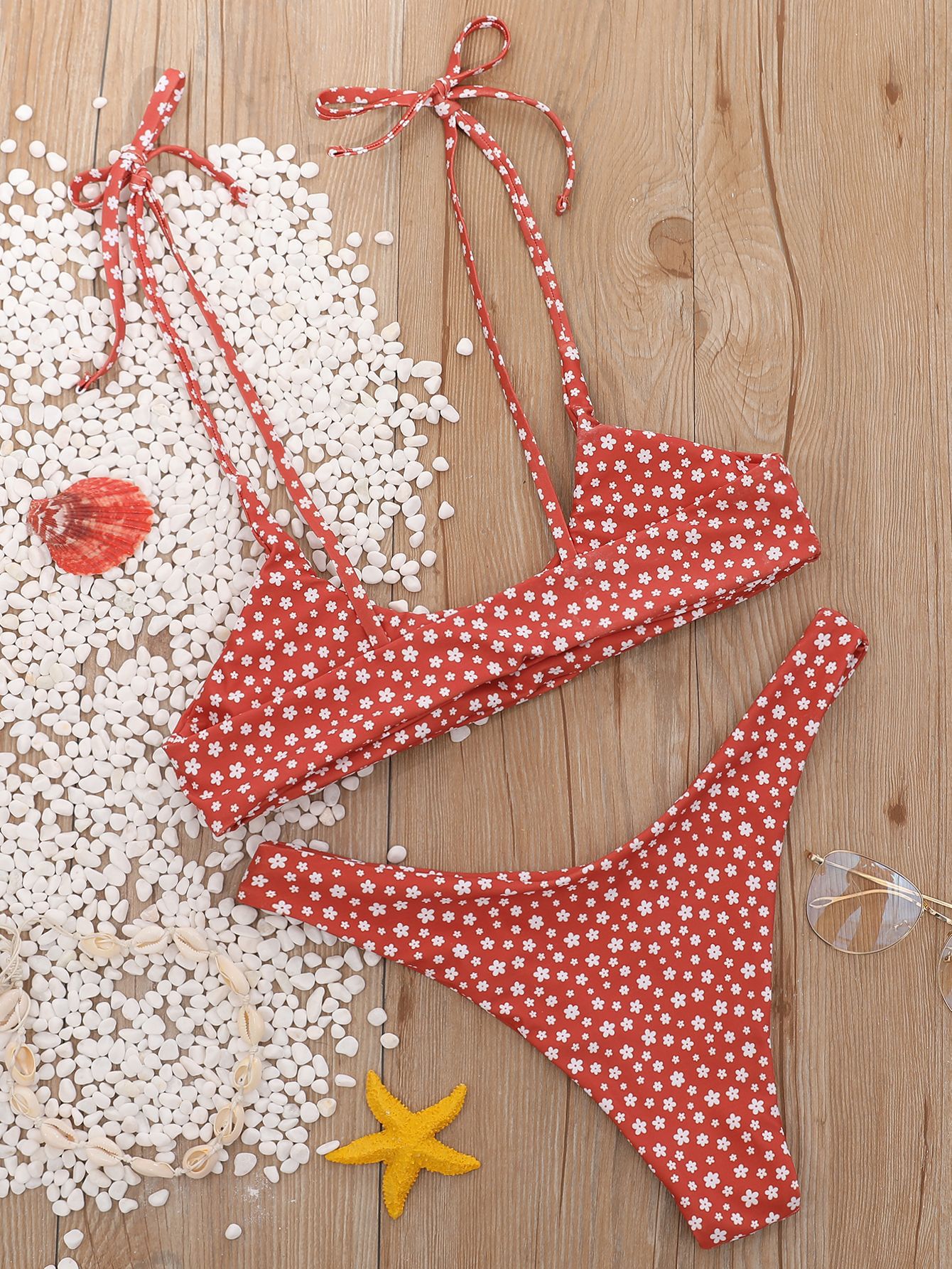 Lace floral bikini