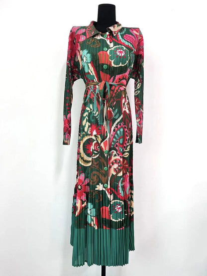 Fashion Pleated Cardigan Dress Women