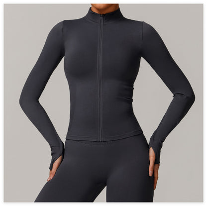 Stand Collar Zipper Yoga Clothes Warm Top Sports Running Jacket