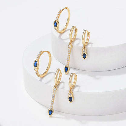 Stylish Blue Zircon Heart-shaped Earrings Exude A Touch Of Understated Luxury