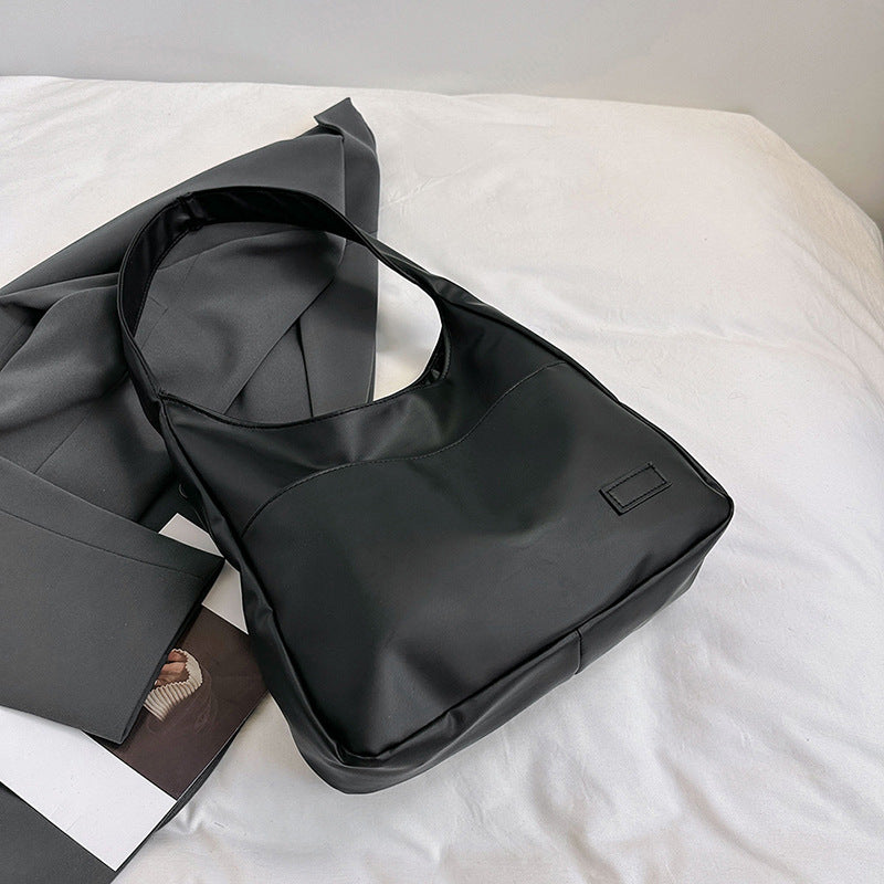 Large-Capacity Retro Solid-Color Textured Simple Casual Tote Bag