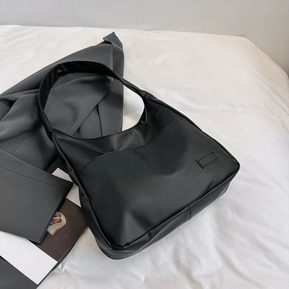 Large-Capacity Retro Solid-Color Textured Simple Casual Tote Bag