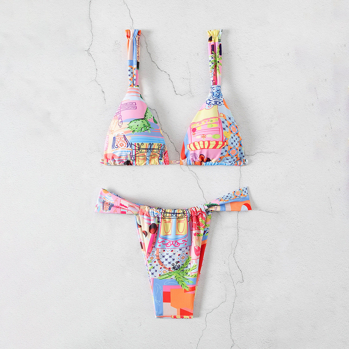 Printed Sexy Split Swimsuit European And American Cross Swimsuit
