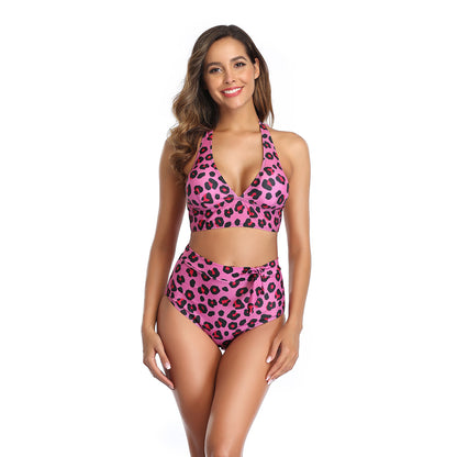 Leopard print sexy bikini split swimsuit