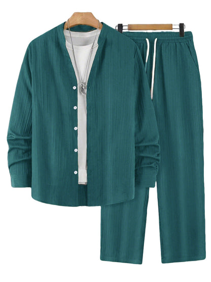 Solid-color Men's Casual Sport Two-piece Set