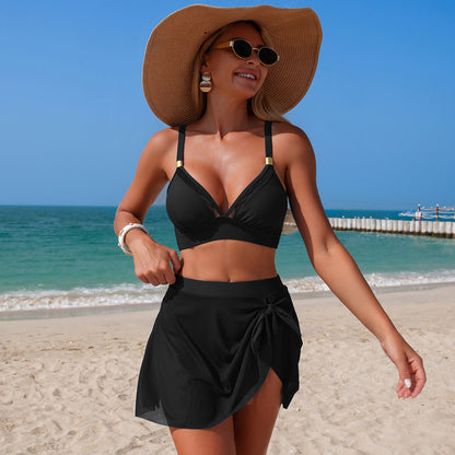 Women's Split Swimsuit Mesh High-Waist Bikini