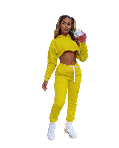 European And American Autumn And Winter New Solid Color Fashion Casual Sweater Ladies Suit