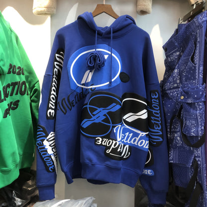 We11Done Hooded Plus Velvet Sweater Well Loose Autumn And Winter Long-Sleeved Tide Ins Men And Women Oversize Jacket