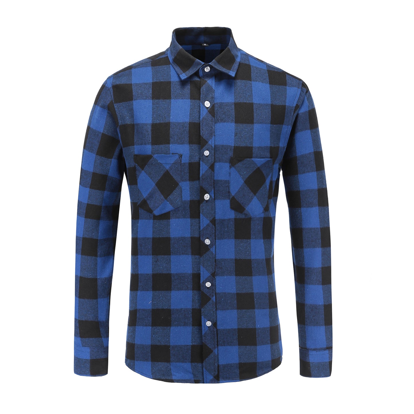 Men's Cotton Frayed Plaid Long Sleeve Coat