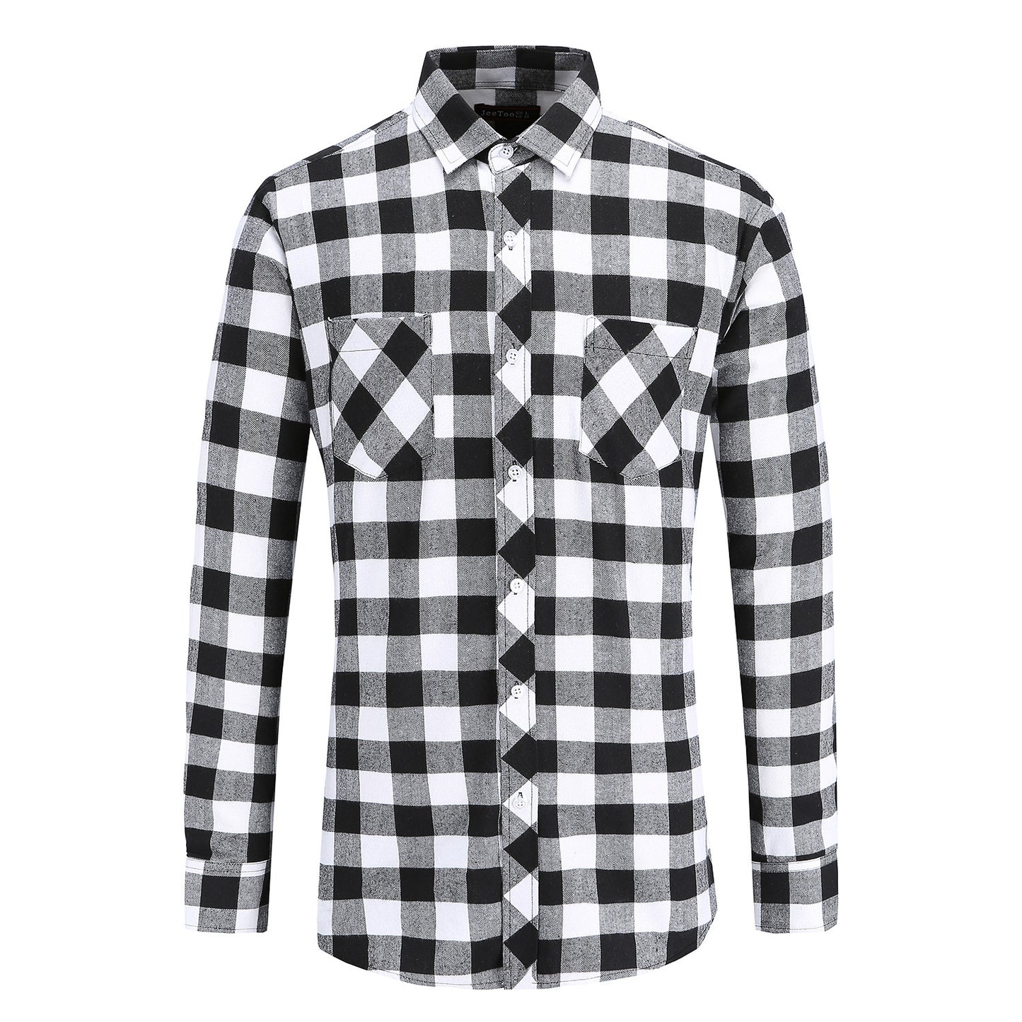 Men's Cotton Frayed Plaid Long Sleeve Coat