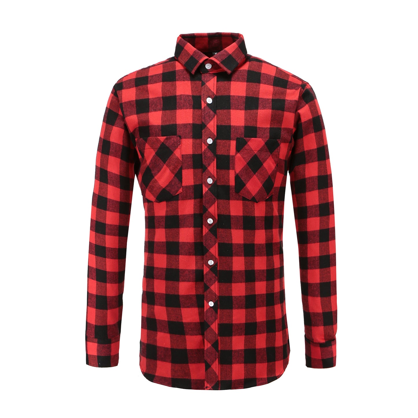 Men's Cotton Frayed Plaid Long Sleeve Coat