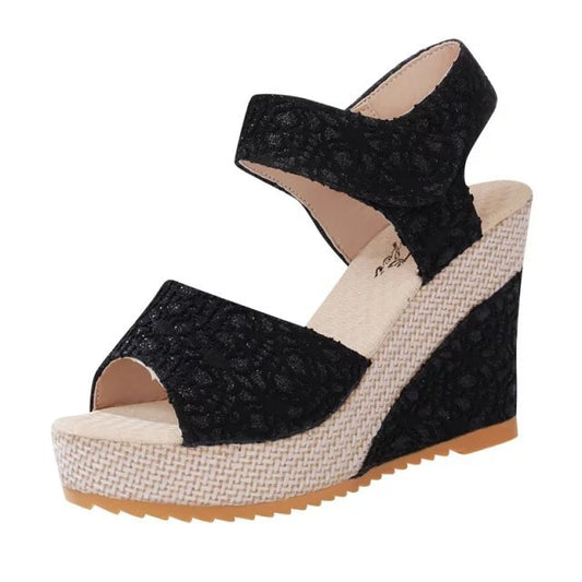New Style Sandals Women's Thick Soled Wedge High Heeled Sexy Lace Women's Shoes