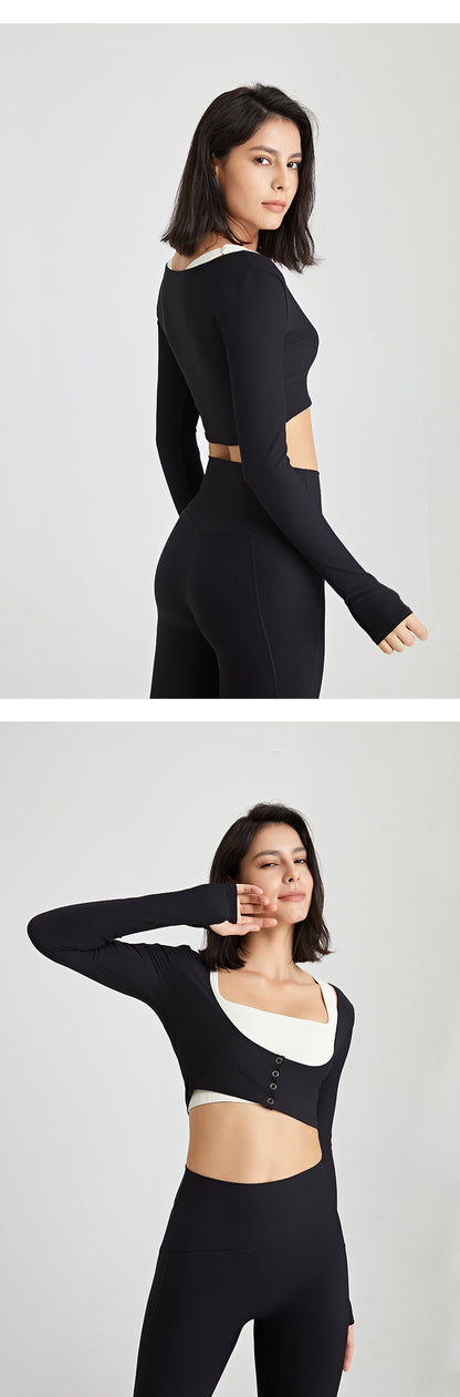 Women's Running Fitness Outwear Blouse Yoga Clothes Long-sleeved Top