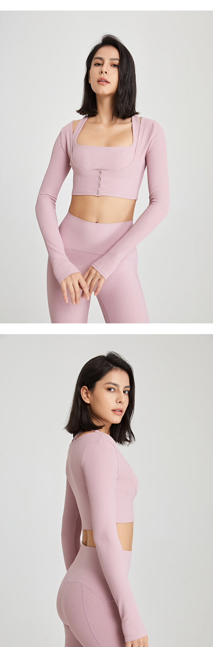 Women's Running Fitness Outwear Blouse Yoga Clothes Long-sleeved Top