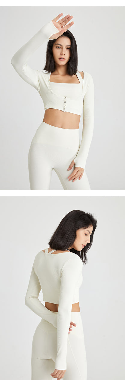 Women's Running Fitness Outwear Blouse Yoga Clothes Long-sleeved Top