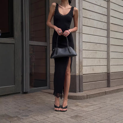 Black Sexy Elegant Lace Patchwork Dress For Women