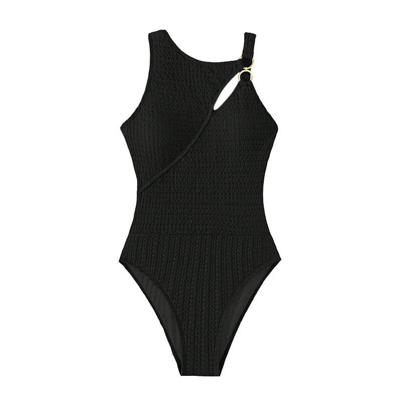 Solid-color Hollow-out One-piece Swimsuit Womens Bikini