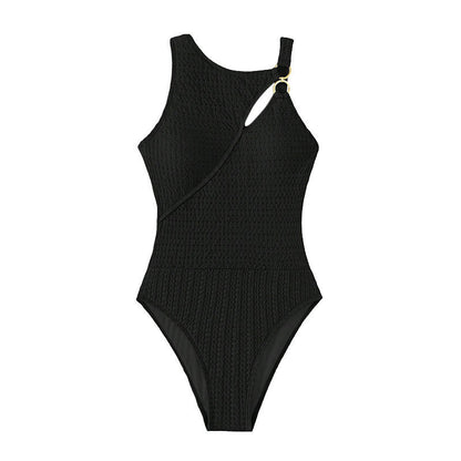 Solid-color Hollow-out One-piece Swimsuit Womens Bikini