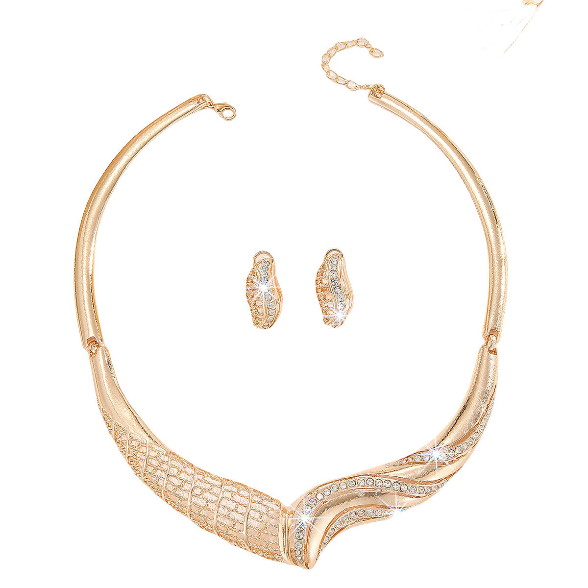 Metal Moon Necklace And Earrings Suite Female